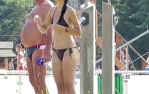 Sexy topless teens showering at the beach hd voyeur video