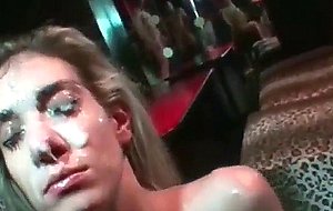 Italian gangbang slut gets creamy bukkake facials