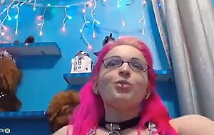 Pink haired slut with crazy huge tits