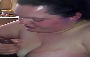 Fat white chick gives good head to black dick