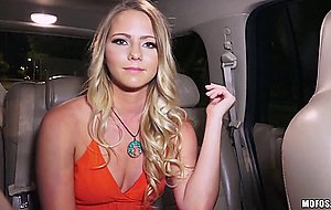 Pretty blonde Lilly Sapphire flashing tits and sucking